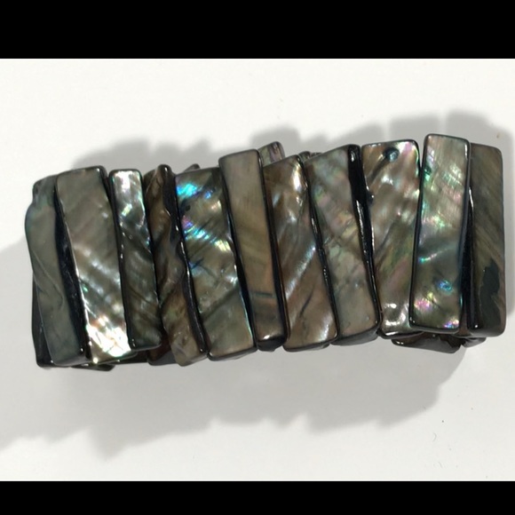 Iridescent Abalone Shell Stretch Bracelet - Picture 4 of 4